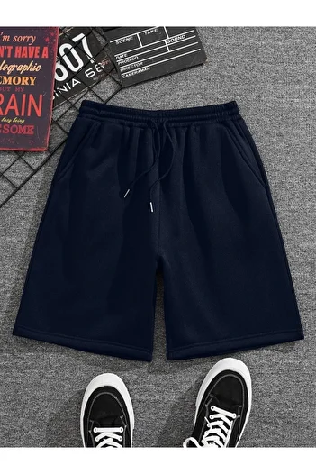 Machetta Plus Size Unprinted Plain Basic Summer Sports Shorts - Daily Combed Cotton Shorts