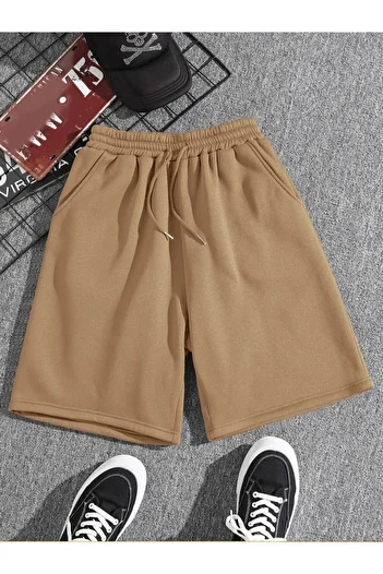 Machetta Plus Size Unprinted Plain Basic Summer Sports Shorts - Daily Combed Cotton Shorts