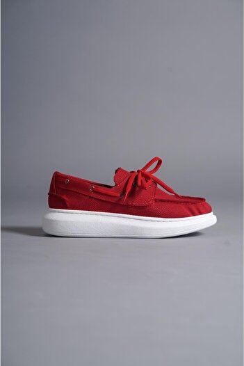 Knack 009 Model High Sole Red Linen Seasonal Shoes