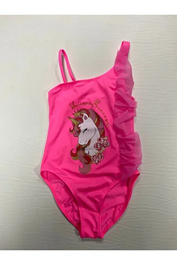 Kom Unicorn Tulle Detailed Girl's Swimsuit
