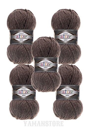 Alize Superlana Midi 5 Pieces Yumak 240 Milk Coffee Melange Scarf Vest Sweater Knitting Thread