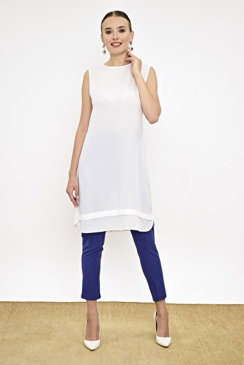 Bym Fashion Women's White Short Fringe Tunic 2340
