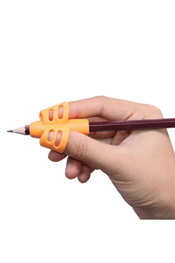 Dekor Loft Pencil Grip Easy Pen Grip with Finger Clamp Set of 3 Orange