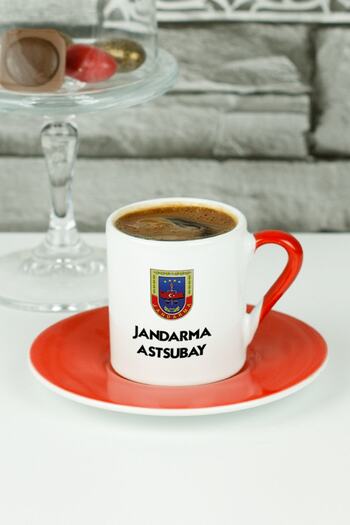Hediyelen Gendarmerie Petty Officer Red Turkish Coffee Cup