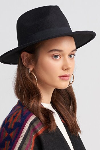 Dilvin Pălărie Fedora neagră pentru femei 186A01567