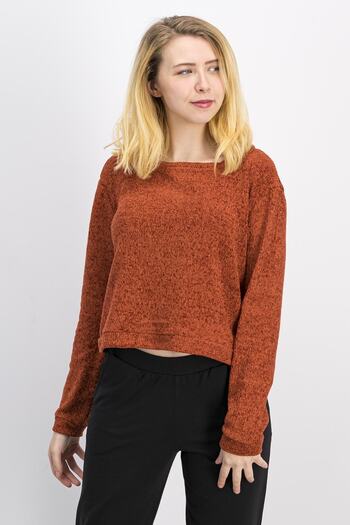 Arnetta Women's Orange Boat Neck Knitwear Blouse