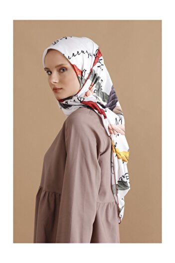 Differenza Silky Fabric Rope Scarf (LARGE SIZE) White