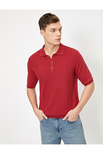 Koton Pánské červené tričko Polo Neck