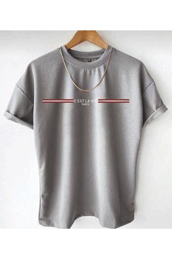 AFROGİYİM Men's C'est Le Vie Paris Printed Oversize T-shirt