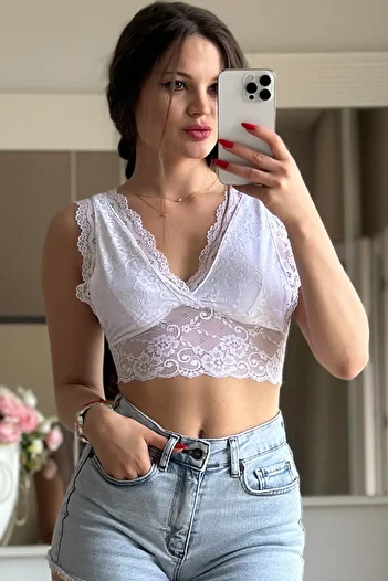 CİDDE Women's Bralet Lace Detailed/white/l