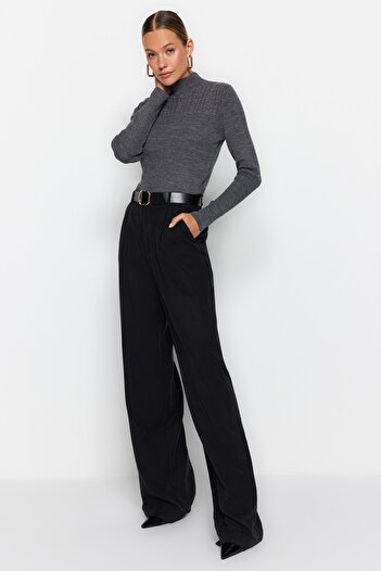 Trendyol Collection Anthracite Openwork/Hole Knitwear Sweater TWOAW21KZ0934