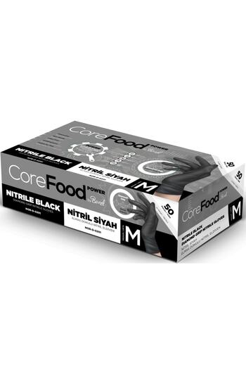 Bimel Corefood Extra Thick Black Nitrile Gloves (l) 50 Pieces