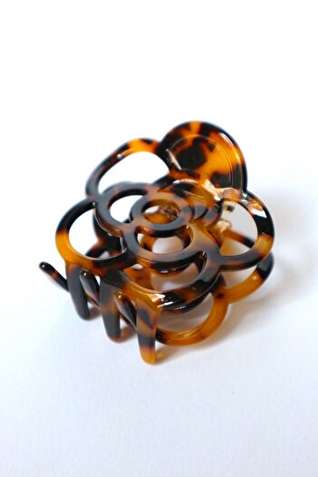 THE MOON Rose Tortoise Shell Patterned Brown Hair Clip