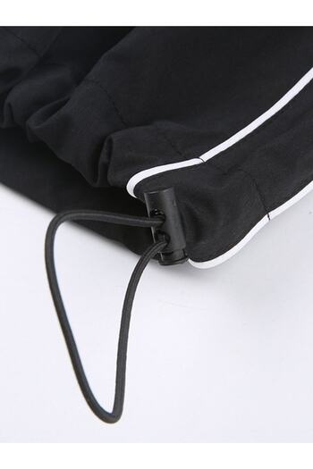 Planet Butik Zip Detail Black Baggy Oversize Unisex Şeritli Eşofman