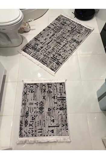 MBA Banyo Paspas Takımı Ikili Kaymaz Taban Makinada Yıkanabilir