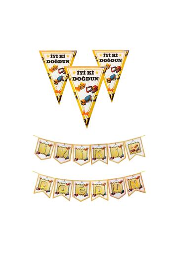 Happyland Construction Themed Birthday Concept Sets Construction Party Supplies 2 Piece Ornament Set - 1