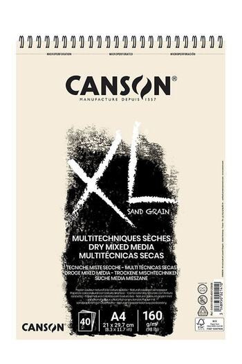 Canson Xl Dry Mix Media Natural Sand Paper Spiral Notebook 40 Sheets 160g 21x29.7