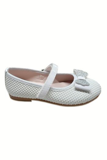 welissa Girl's Ballerinas with White Pearl Bow