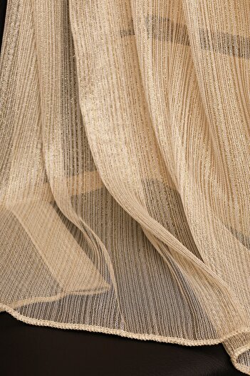 perhal perde ve halı New Model Gold Striped Wrinkle-Free Skirts with Leaded 1-2 Pleats Latest Fashion Tulle Curtain