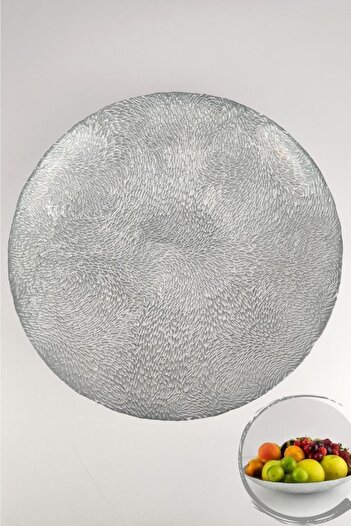 Digithome Armoni Glass Salad Serving Bowl Fruit Bowl Serving Bowl Silver – Akc416 C320.045