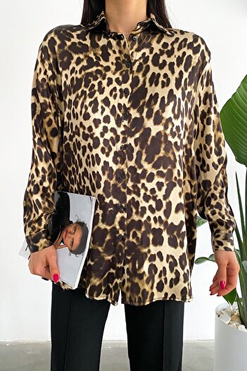 FEMELLE Dámské volné oversize tričko nové sezóny s leopardím vzorem