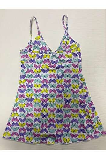 Kom Butterfly Patterned Girls' Dress Swimsuit
