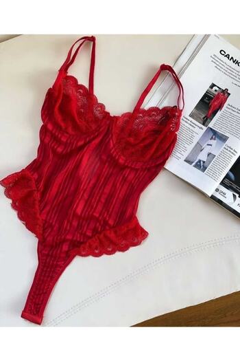 Sistina Red Striped Bodysuit