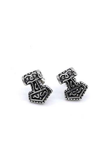 Viking Thor Mjollnir Scandinavian Nordic Style Odin Hammer Nail Model 316L Steel Unisex Earrings