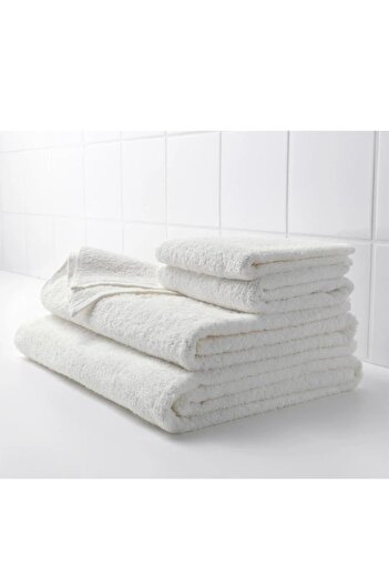 S&R Set of 4 White Bath Towels and Hand-Face-Head Towels