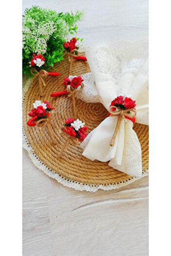 CWolf Red Flower Bunch of 6 Napkin Rings