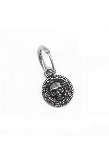 Viking Skull Medallion Dangle Hoop Gothic Snap-on 316L Steel Earrings
