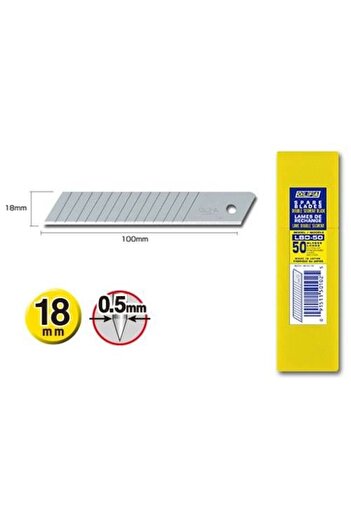 Olfa Lbd-50 Çift Segmentli (14 Kırımlı) Geniş Maket Bıçağı Yedeği 50'li Tüp