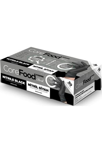 Bimel Corefood Power Serrated Black Nitrile Gloves Medium 50 Pieces