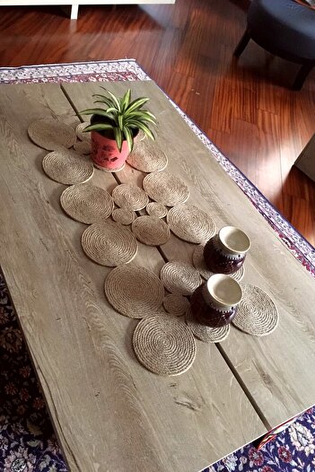 Homever Wicker Jute Living Room Kitchen Tablecloth - Recta Runner Ranir 75x35cm