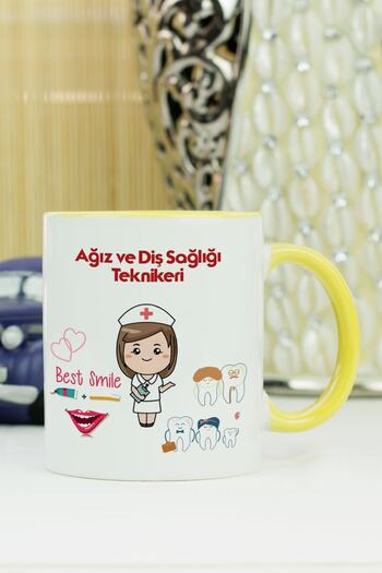 Hediyelen Oral and Dental Health Technician Mug Cup Yellow