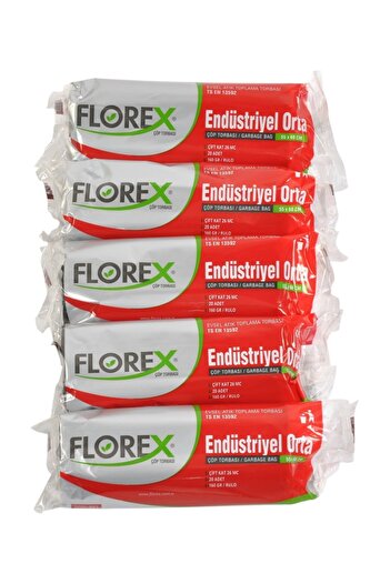 Alflorex Florex Industrial Medium Black Garbage Bag 55x60cm 5 rolls