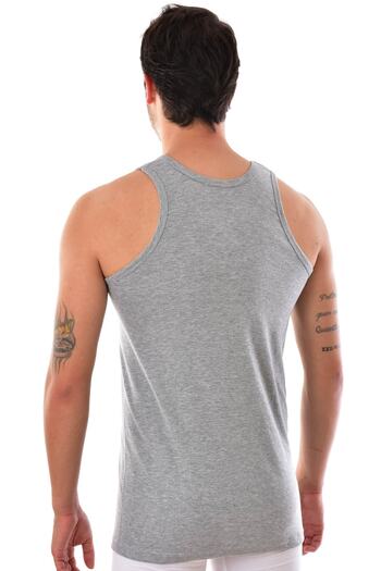 Tutku Men's Gray 3 Pieces Passionate Ribbed Undershirt Gray 102