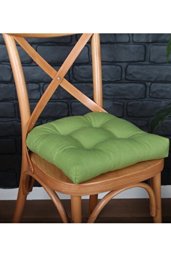 ALTINPAMUK 4-Piece Gold Green Pofidik Chair Cushion Special Stitched Lace up 40X40Cm