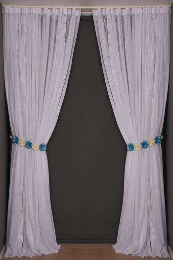 AKÇA TEKSTİL Striped Model White Color Single Wing Ready Made Pleated Background Curtain 300*260 cm (Package Product)