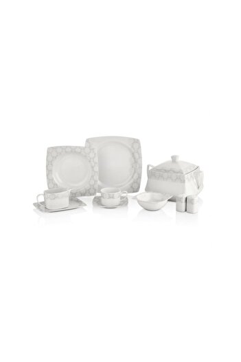 Taç Elegance 2081 Enva 85 Parça 12 Kişilik Kare Bone Yemek Takımı