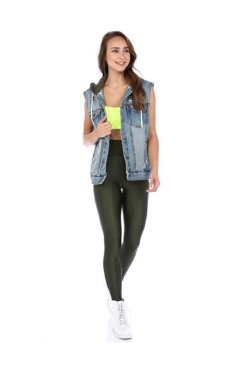 Dema Dark Green High Waist Tight Shiny Leggings