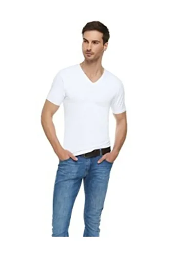 Tutku Elit 6-Piece Men's Elastane V-Neck Undershirt Tank Top White
