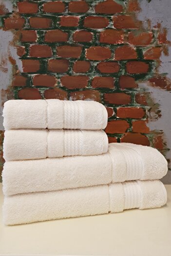 Özdilek Trendy 4 Piece Bath Towel Set - Cream
