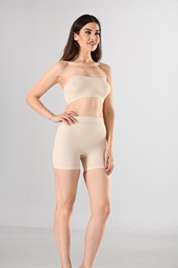 Miss Fit 34312 Kadın Ten 1 Beden Incelten Dikişsiz Yüksek Bel Popo Şekillendirici Boxer Korse