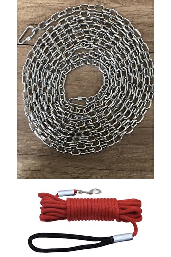 LİDERSAN ÇELİK Dog Tie down Chain mm 3 Meters (85 kg) 1 Meter Walking Strap