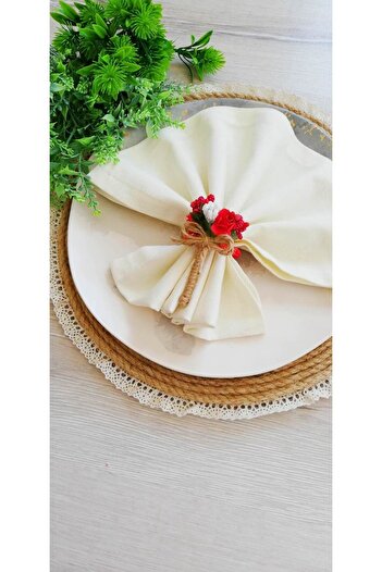 CWolf Red Flower Bunch of 6 Napkin Rings