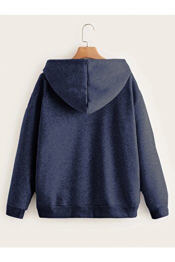 mw memowear Unisex Πλεκτό ύφασμα Indigo 2ip Oversize Ζακέτα με κουκούλα