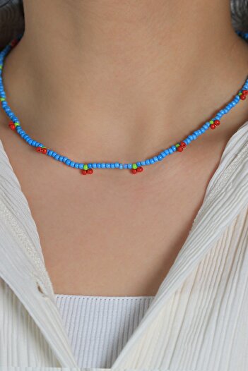 Kübüşün Atölyesi Ka-009 Jablonex Sand Bead Cherry Necklace - Handmade
