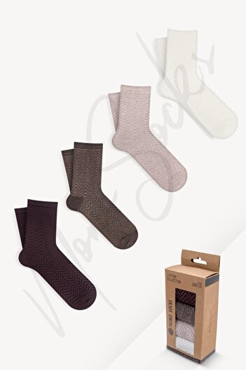Mono Socks Women's Zigzag Patterned Boxed Women's Socks