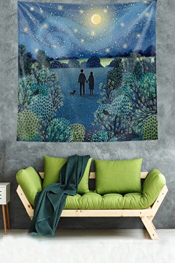 on the clouds Van Gogh Yıldızlı Geceler Yürüyen Sevgililer Leke Tutmaz Kumaş Duvar Örtüsü Duvar Halısı Tapestry